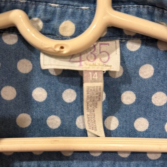 Blue Polka Dot Button-Up Shirt Tunic Girls Size 14 By 435 Matilda Jane - Picture 3 of 5